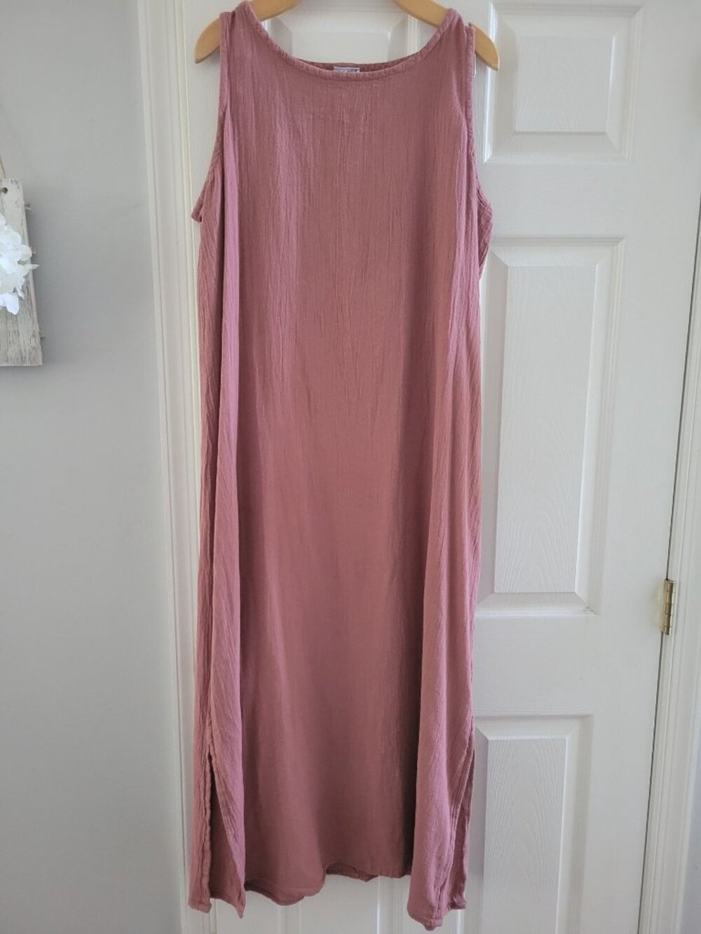 Oh My Gauze Sylvia Tank Dress Lagenlook size XL Dusty Rose Sleeveless beachy - Picture 2 of 7